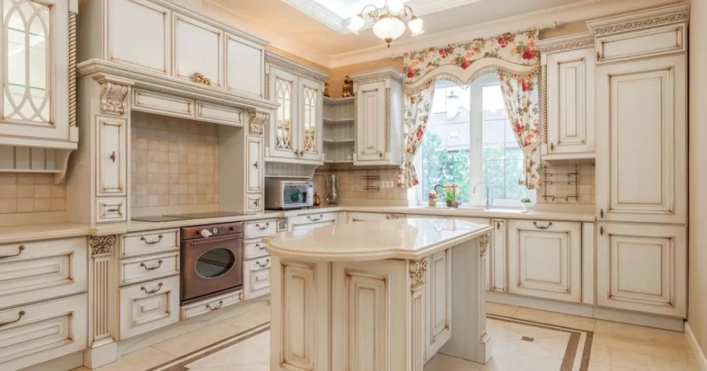 Modern kitchen island with built-in stove, perfect for cooking and entertaining space